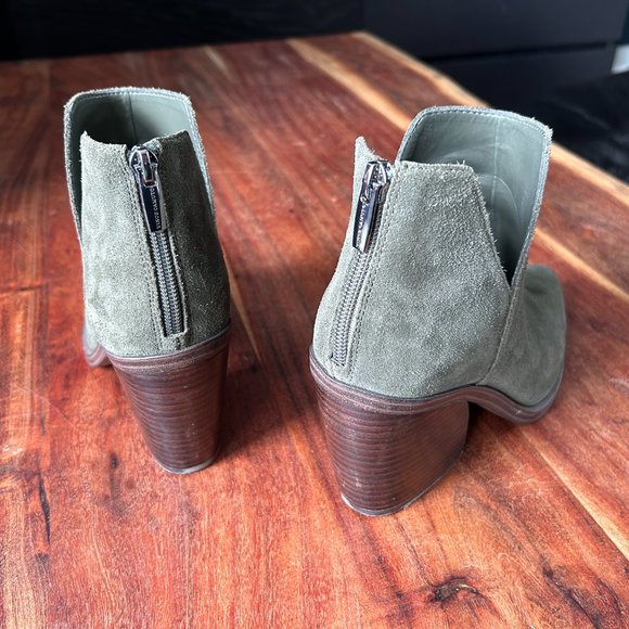 VINCE CAMUTO | Olive Green Gigietta Suede Ankle Heeled Boot | 7.5 - Picture 6 of 7